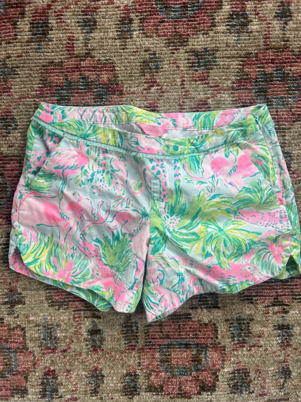 Lilly Pulitzer Printed Tropical-Print Women's Shorts in Pink & Green